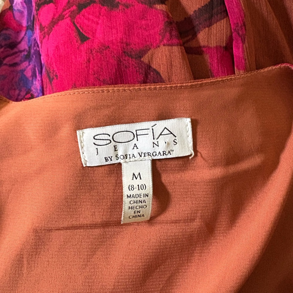 Sofia Floral Wrap Purple Pink Tan Maxi Dress Size M - Picture 8 of 8